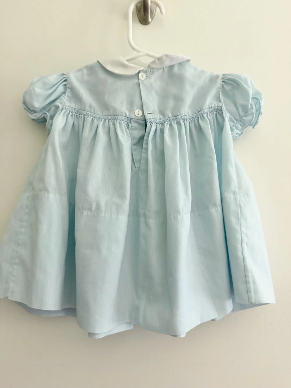 Vintage Feltman Bros Hand Embroidered Smocked Baby Dress Peter Pan Collar NB